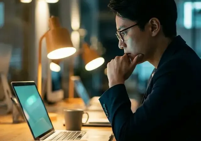 Bold typographic graphic showing the shift from traditional search to AI-first answers, with teal accent on a black background.