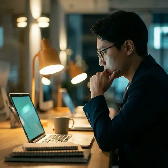 Bold typographic graphic showing the shift from traditional search to AI-first answers, with teal accent on a black background.