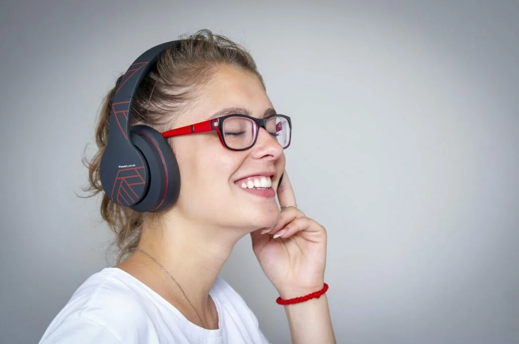 PowerLocus headphones on a minimalist workspace